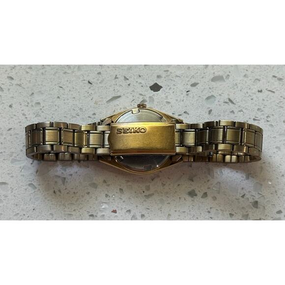 VTG Seiko Mickey Mouse Watch Women Gold Tone Sunburst Date 4858 - Picture 3 of 4